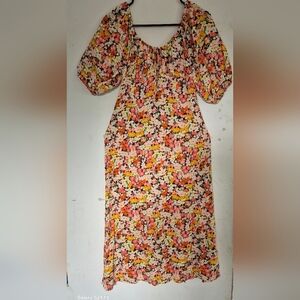 Billabong Floral Print Dress in Pink and Yellow